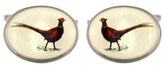 CLEARANCE - Dalaco Pheasant Oval Rhodium Cufflinks.