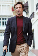 CLEARANCE - Brook Taverner Camberley Navy 100% Wool Check Jacket