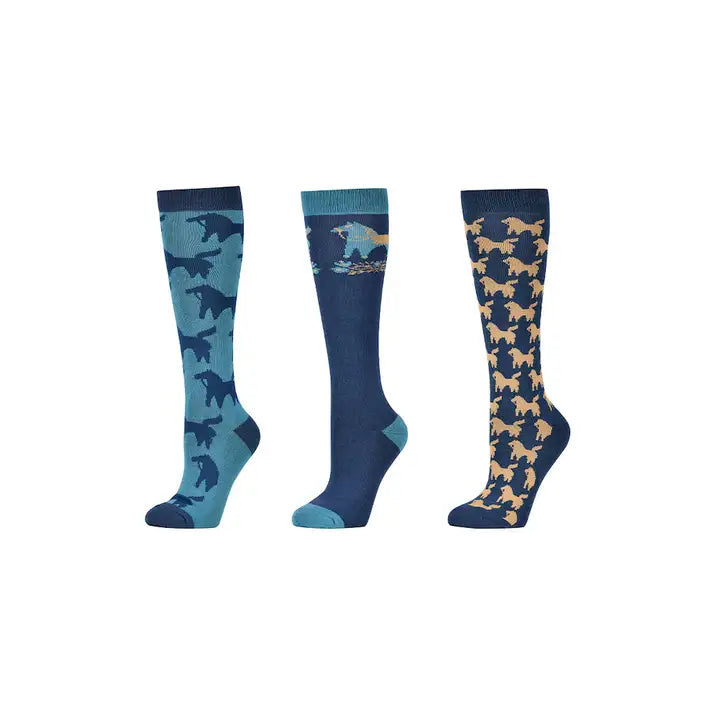 3 Pack Socks- NAVY NORDIC PONIES