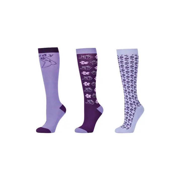 3 Pack Socks-PURPLE COWGIRL