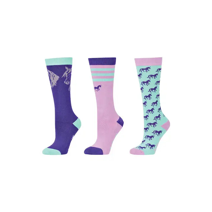 Kids 3 Pack Socks-Nineties Horse