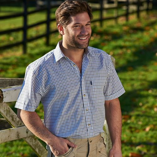 Mens Champion Short Sleeve Tattersall Shirt - 3041