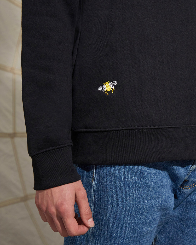 Bee Embroidered Sweatshirt Black-FREE DELIVERY