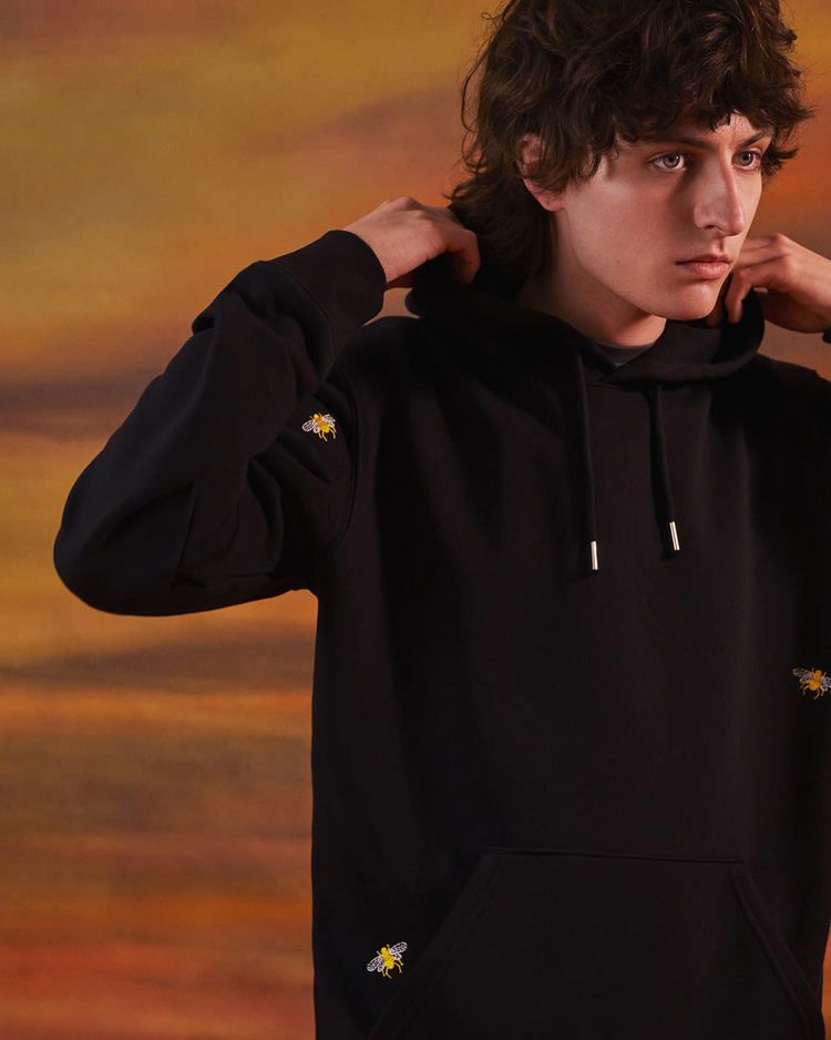 Bee Embroidered Hoodie Black Men