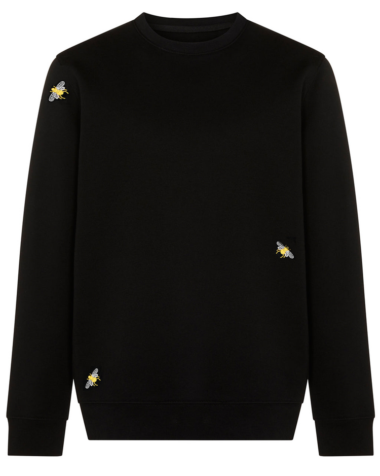 Bee Embroidered Sweatshirt Black-FREE DELIVERY