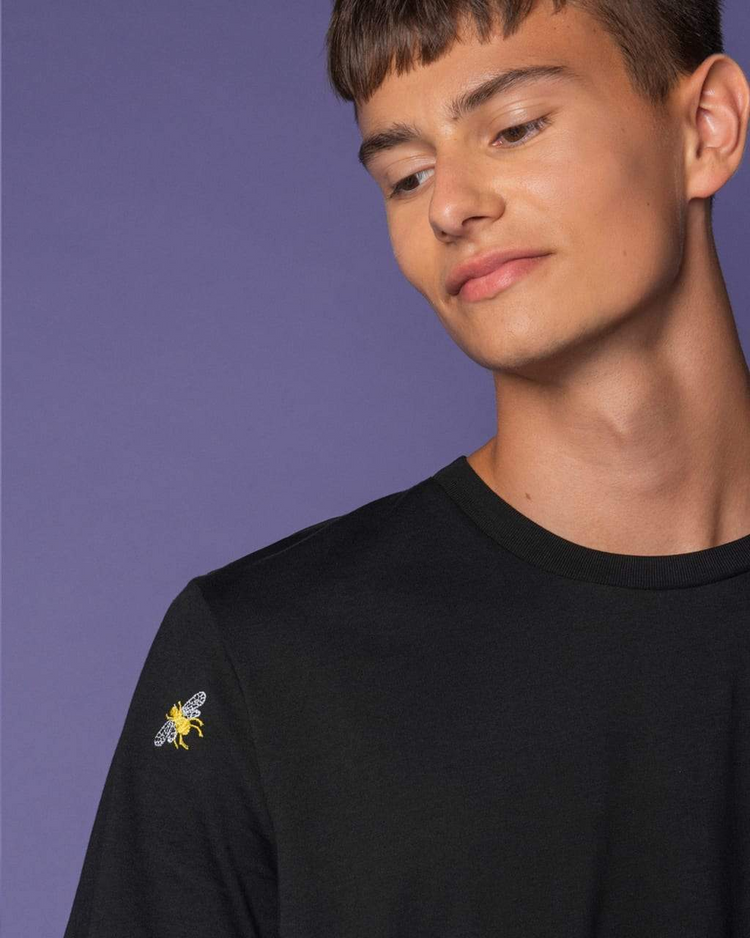 Bee Embroidered T-Shirt Black