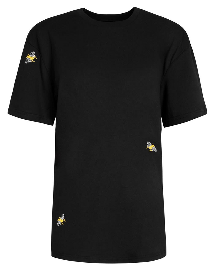 Bee Embroidered T-Shirt Black