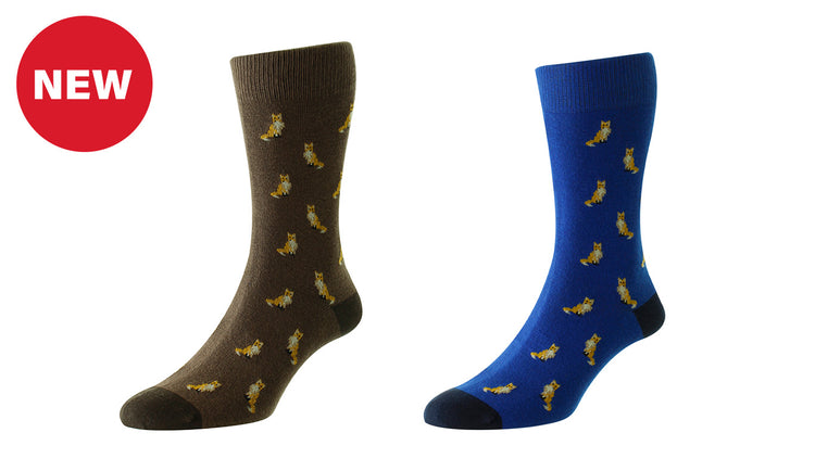 Fox Motif  Socks by Bisley