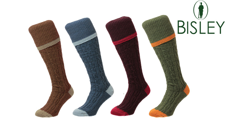 Cable Stripe Shooting Socks by Bisley