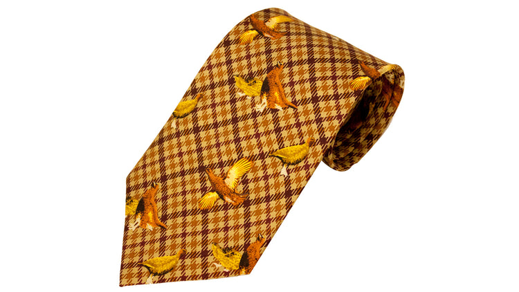 No.23 Tie Brown Grouse Silk by Bisley