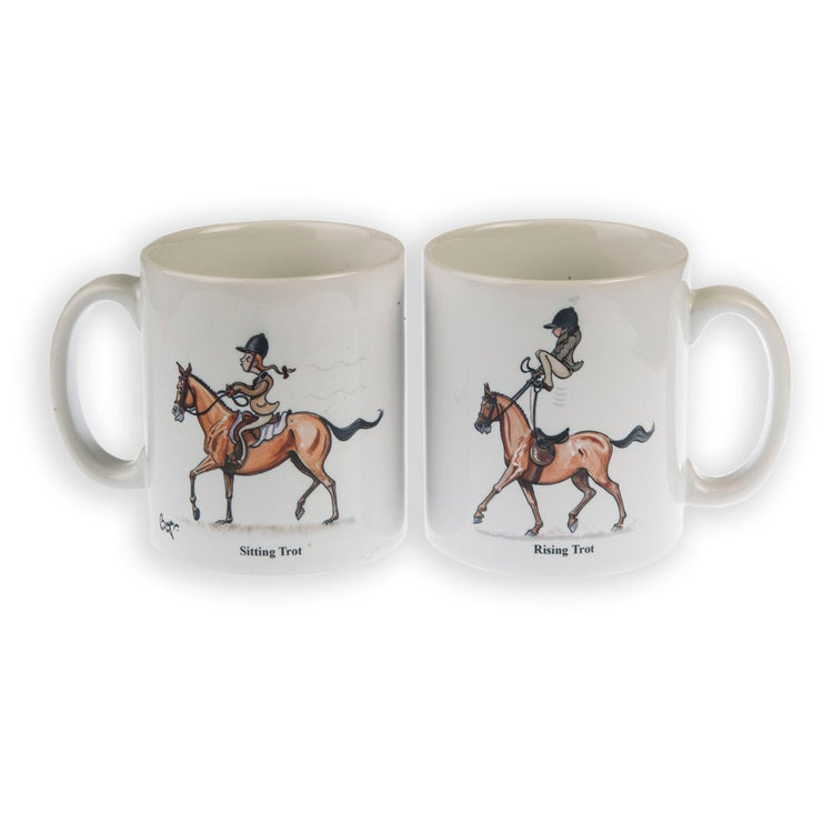 CLEARANCE - Horse Riding Mug. Rising Trot - Sitting Trot by Bryn Parry