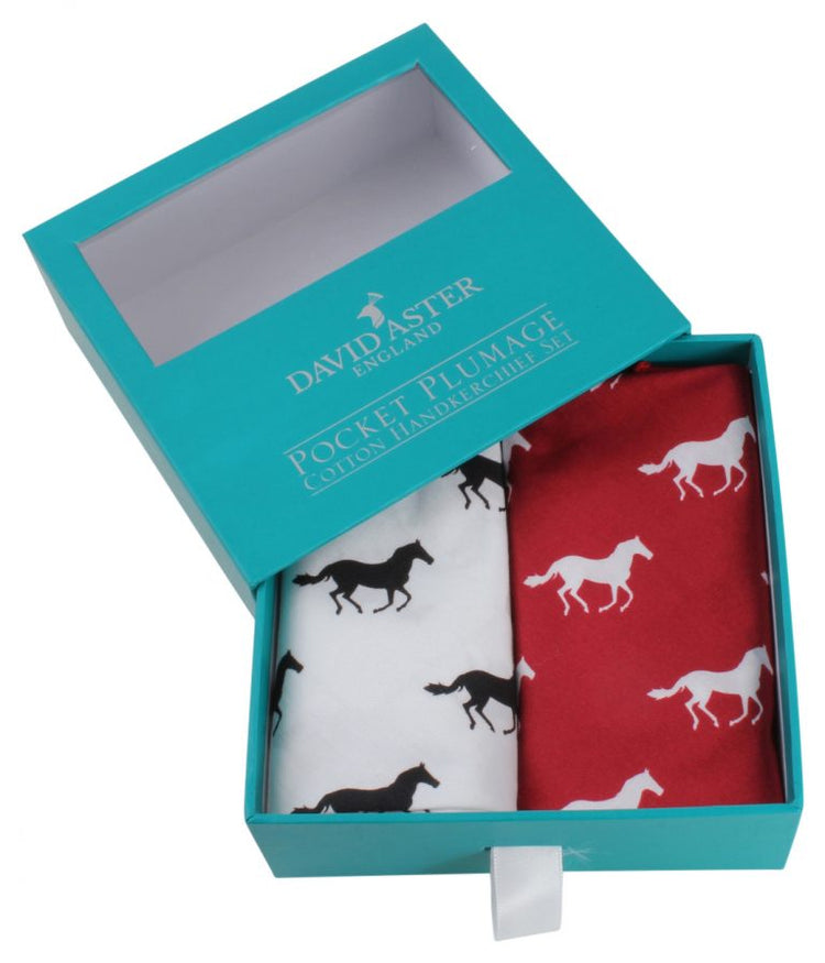 Dalaco Red & White Horse Print Handkerchief Set.