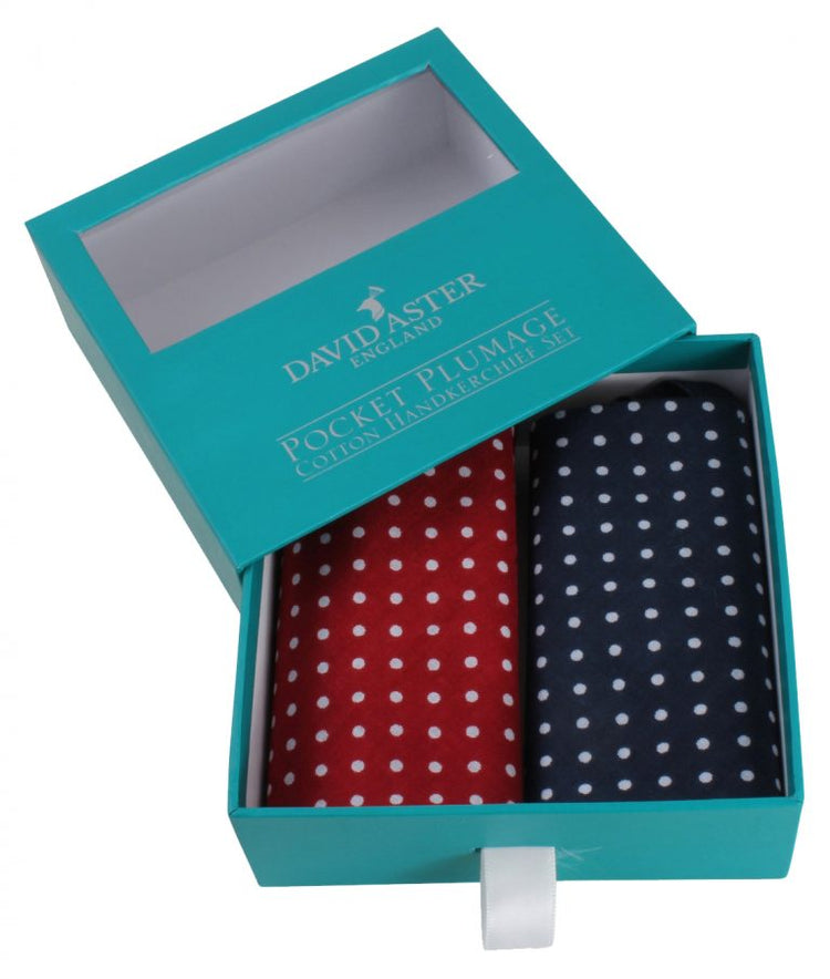 Dalaco Red & Blue Spots Print Cotton Handkerchief Set.