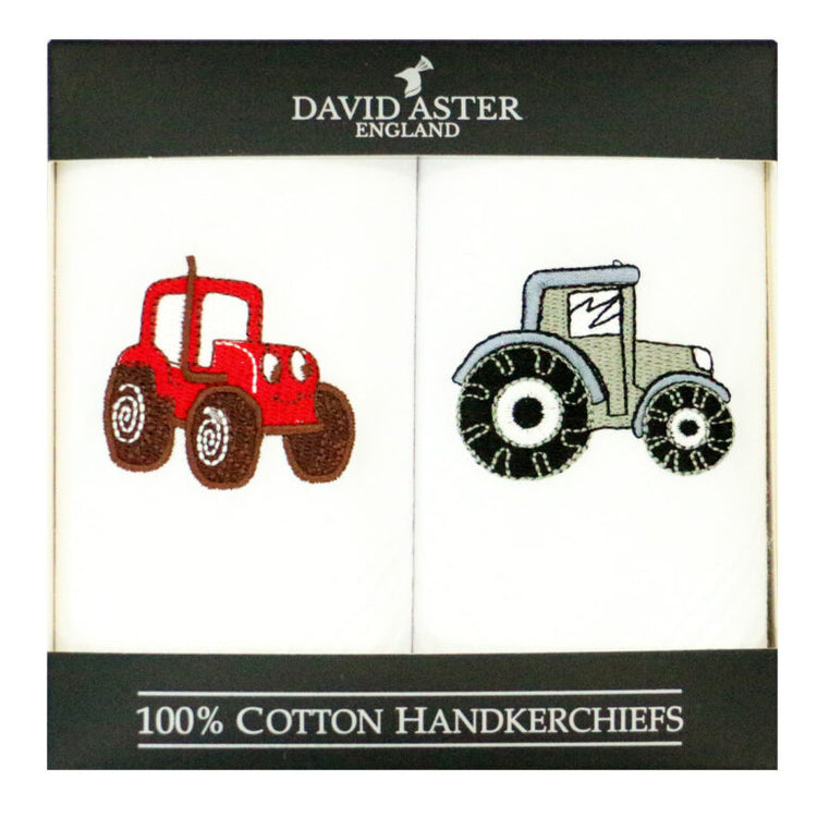 Dalaco Red & Gray Tractor Embroidered Handkerchief Set (pack of 2)