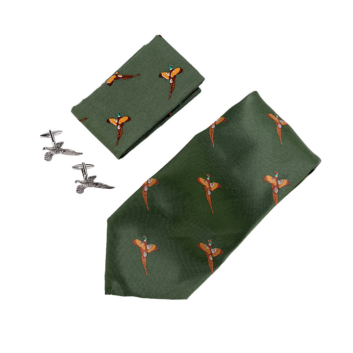 Jack Pyke Tie, Hanky and Cufflinks Gift Set Pheasant.