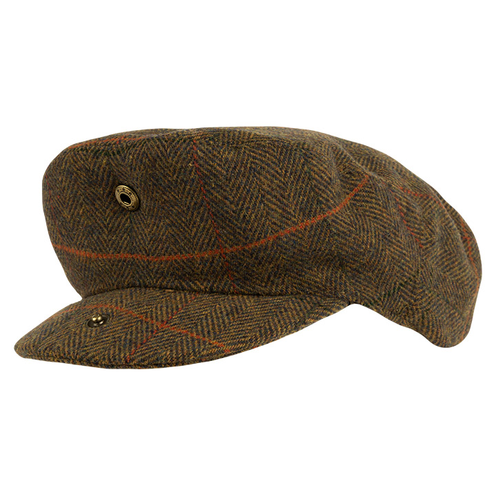 Jack Pyke Wool Blend Flat Cap Tweed Brown.