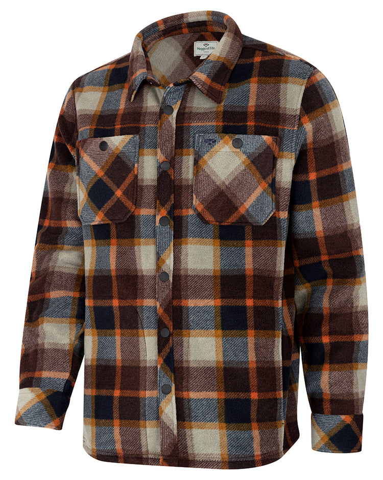 Hoggs Of Fife Brucefield Fleece Shacket Plaid Brown/Navy.