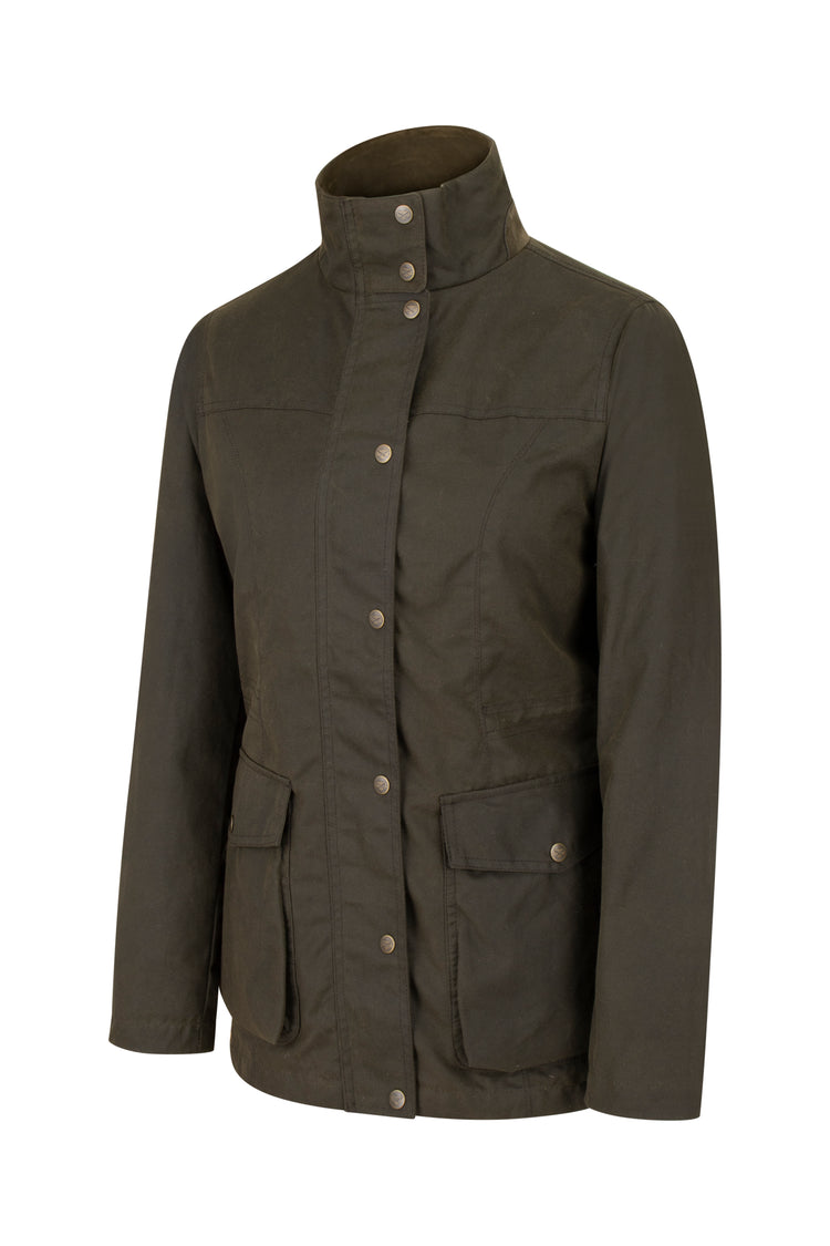 Hoggs of Fife Caledonia Ladies Waxed Jacket. Antique Olive