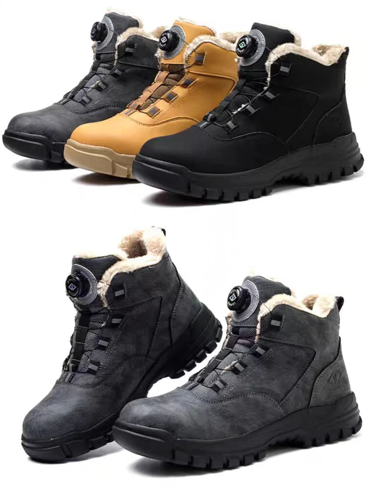 Rotating Buttons Men Safety Boots