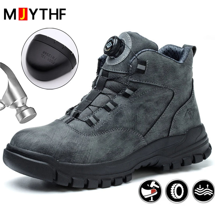 Rotating Buttons Men Safety Boots