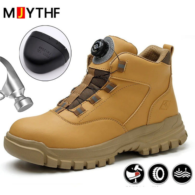 Rotating Buttons Men Safety Boots