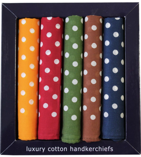 Soprano 5 Different Colours Of Spotted Cotton Hankies