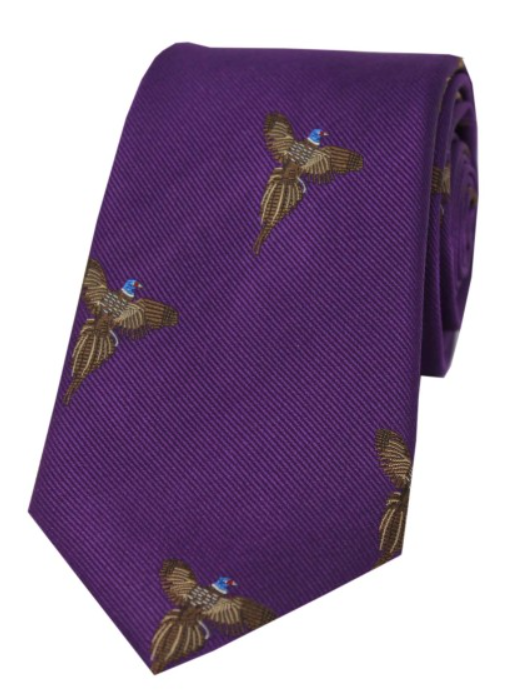 Soprano Flying Pheasants Country Silk Tie.