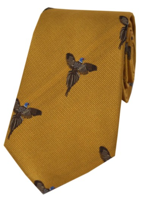 Soprano Flying Pheasants Country Silk Tie.