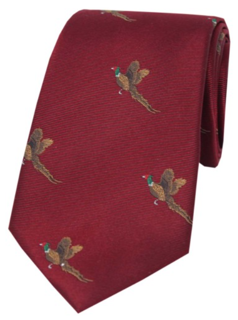 Soprano Flying Pheasants Country Silk Tie.