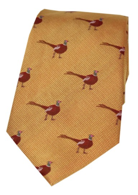 Soprano Standing Male Pheasant Country Silk Tie.