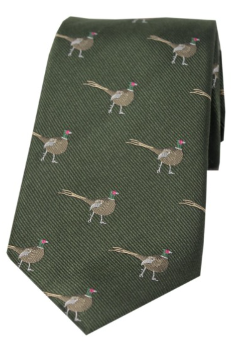 Soprano Standing Male Pheasant Country Silk Tie.