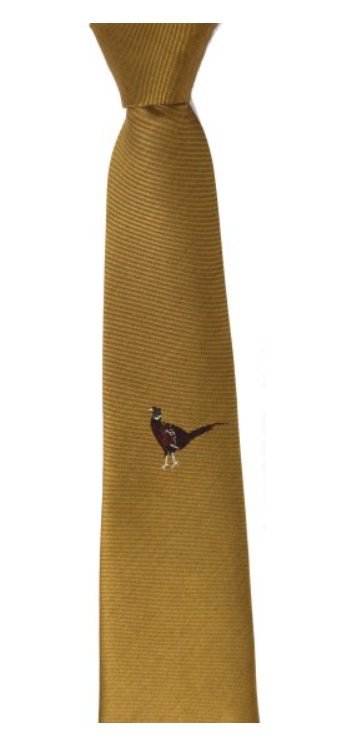 Soprano Single Motif Standing Pheasant Country Silk Tie.