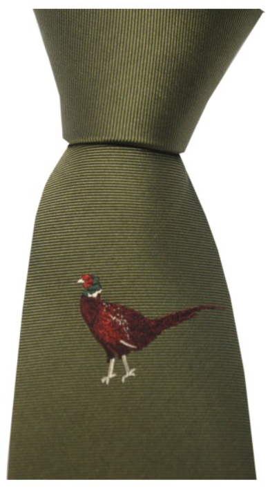 Soprano Single Motif Standing Pheasant Country Silk Tie.