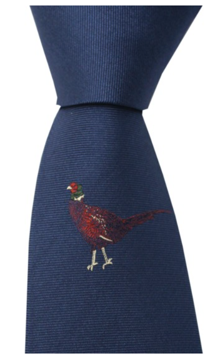 Soprano Single Motif Standing Pheasant Country Silk Tie.