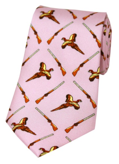 Soprano Printed Silk Flying Pheasant with Shotgun Tie.