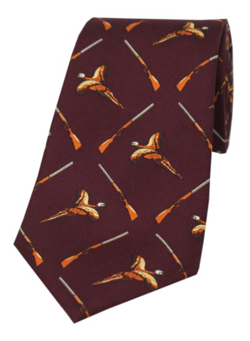 Soprano Printed Silk Flying Pheasant with Shotgun Tie.