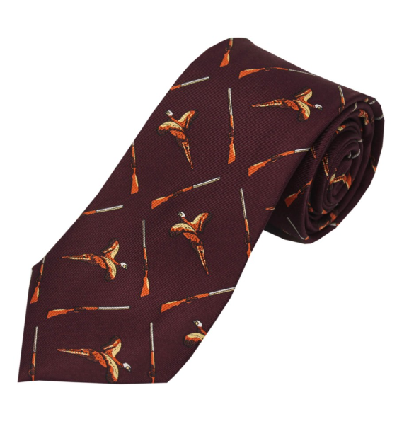 Soprano Printed Silk Flying Pheasant with Shotgun Tie.