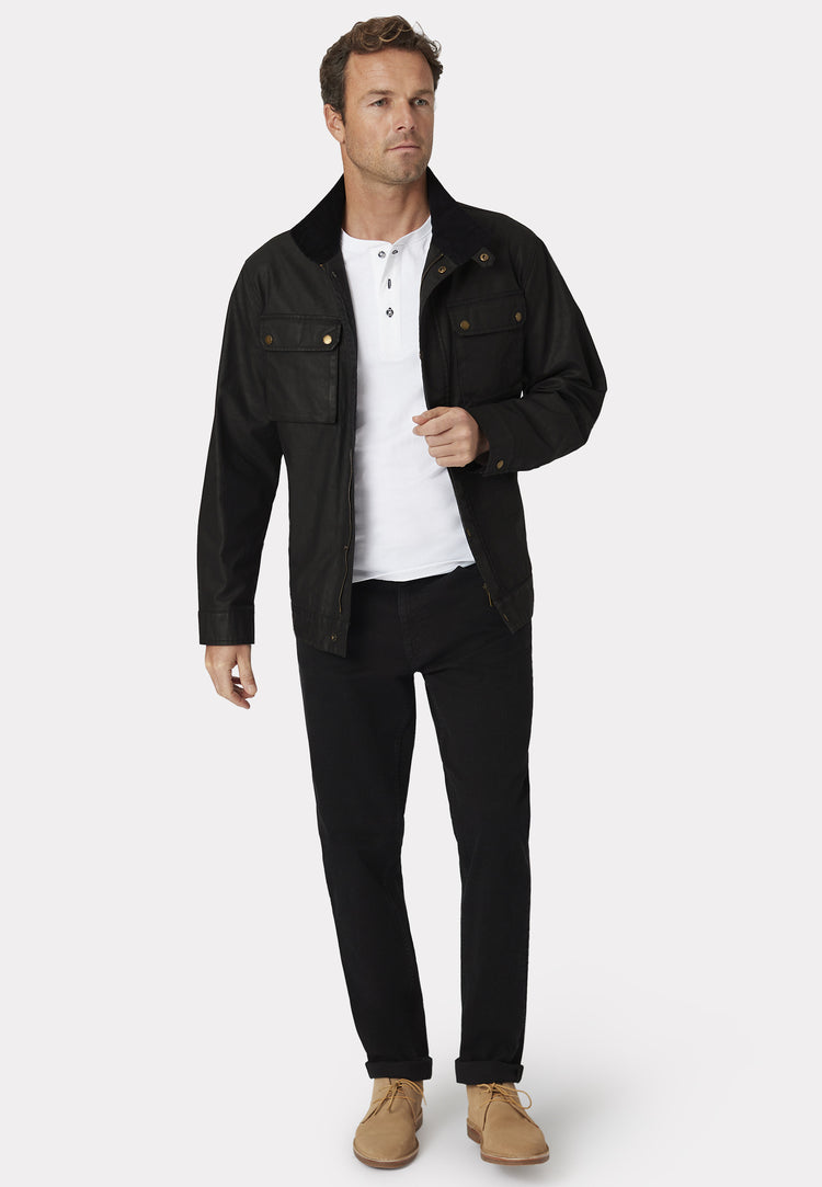 CLEARANCE - Brett Cotton Twill Carbon Finish Biker Jacket