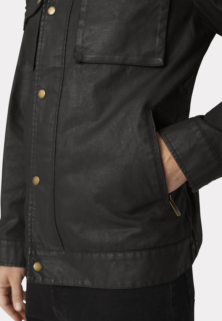 CLEARANCE - Brett Cotton Twill Carbon Finish Biker Jacket