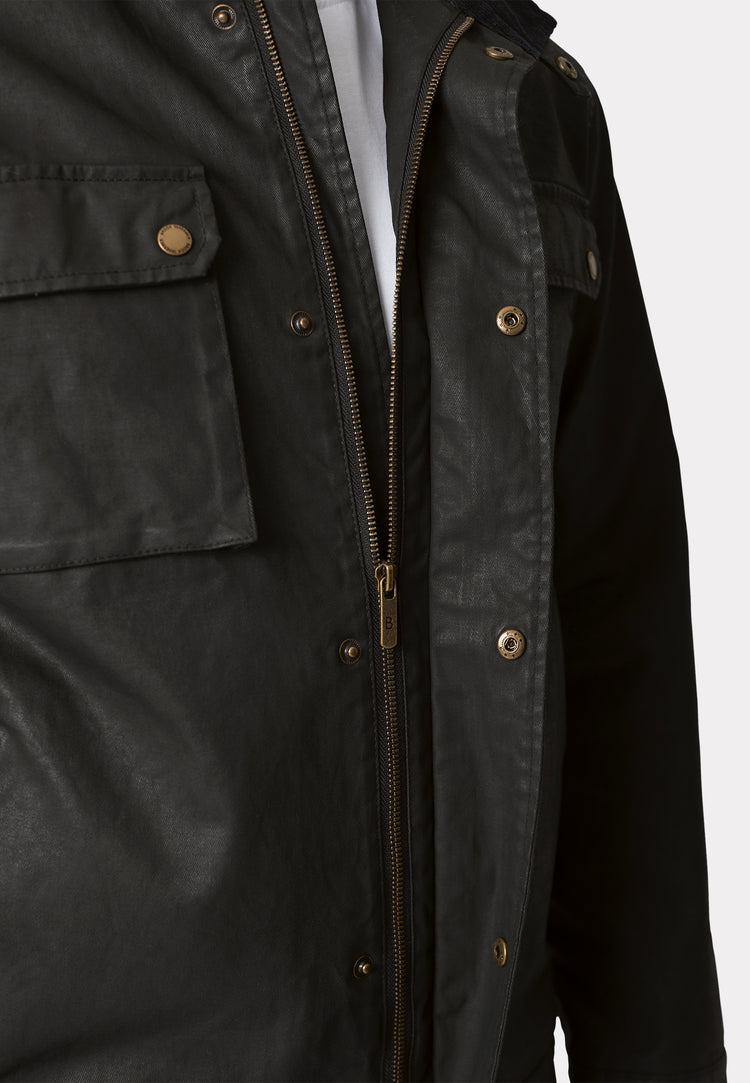 CLEARANCE - Brett Cotton Twill Carbon Finish Biker Jacket