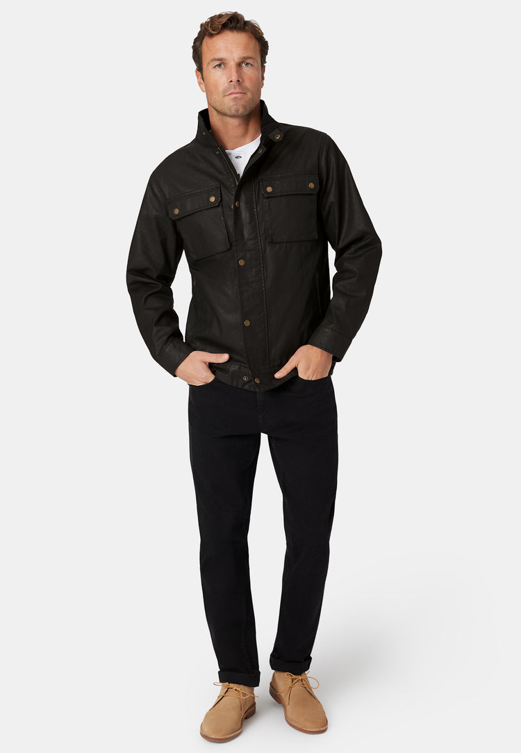 CLEARANCE - Brett Cotton Twill Carbon Finish Biker Jacket