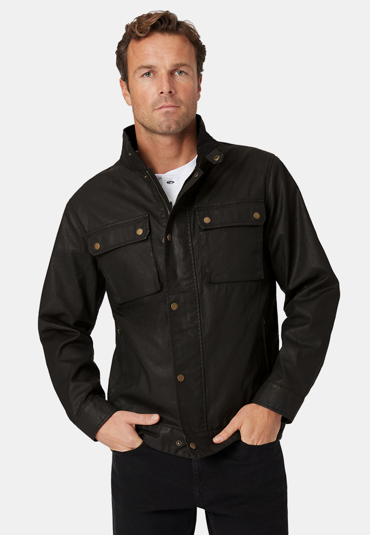 CLEARANCE - Brett Cotton Twill Carbon Finish Biker Jacket