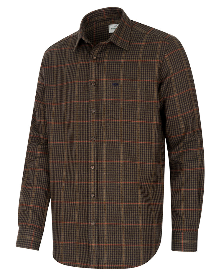 Hoggs Of Fife Harris Cotton & Wool Twill Check Shirt.