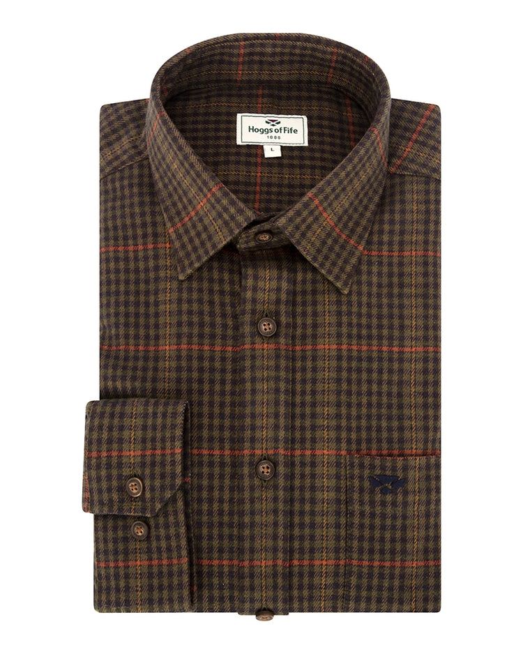 Hoggs Of Fife Harris Cotton & Wool Twill Check Shirt.