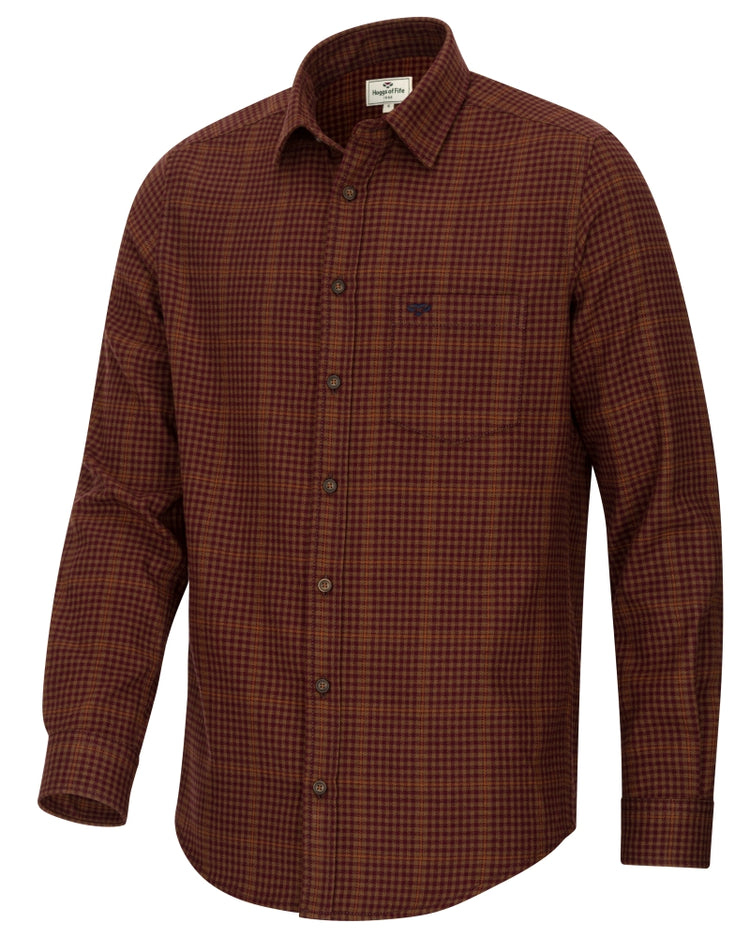 Hoggs Of Fife Harris Cotton & Wool Twill Check Shirt.