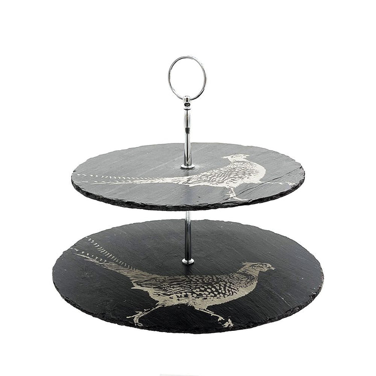 2 Tier Slate Serving Stand - Stag or Pheasant Design