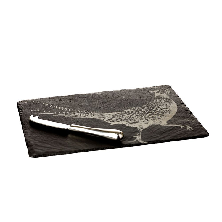 CLEARANCE - Slate Pheasant Cheese Board & Knife Gift Set