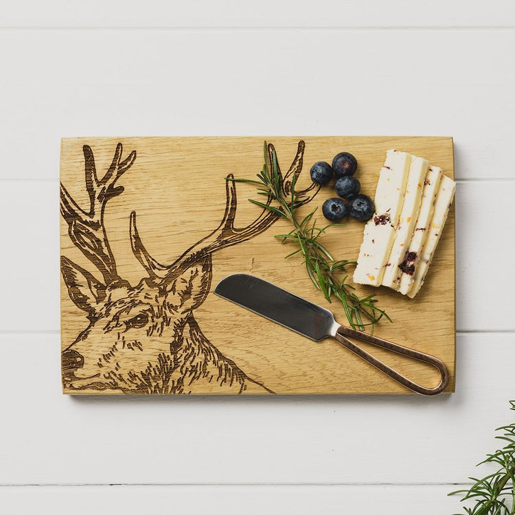 CLEARANCE-Oak Cheese Board & Knife Set