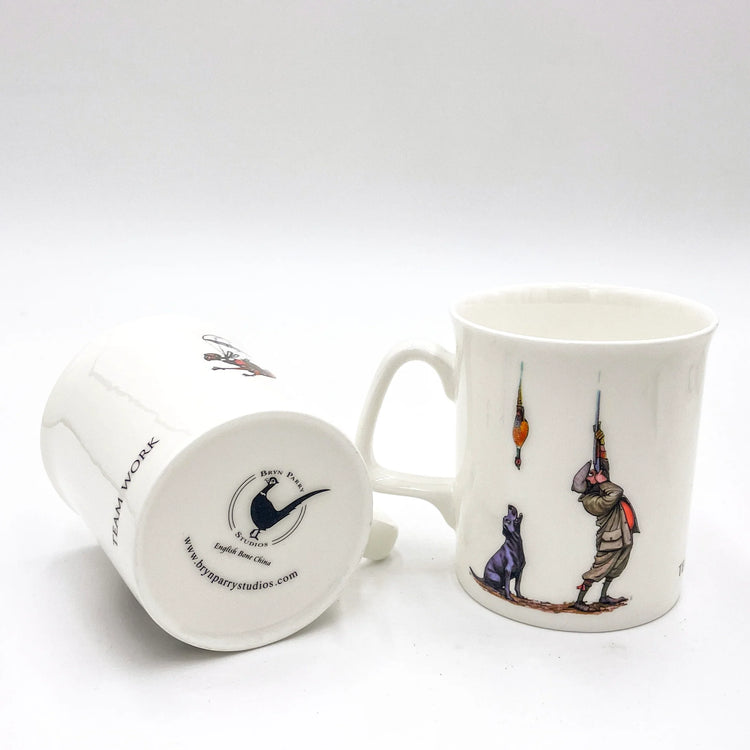 CLEARANCE - Bryn Parry bone china mug - Black Labrador Team Work